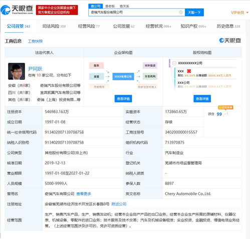 奇瑞汽車高層大換血，注冊資本提升至54.7億并進軍電信業務